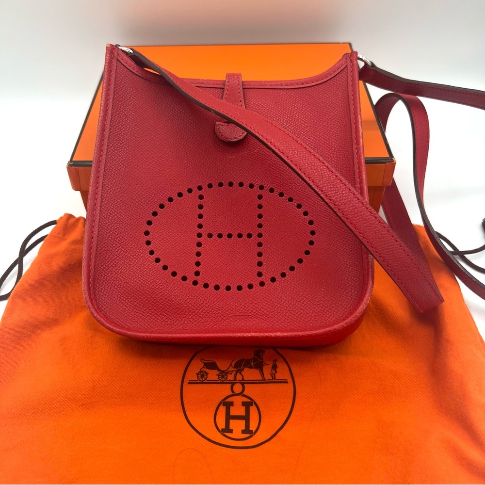 Hermes Red Evelyne Crossbody Shoulder Bag